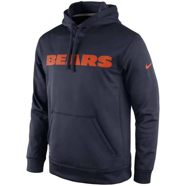 Men Chicago Bears Nike KO Wordmark Performance Hoodie Navy Blue->chicago bears->NFL Jersey